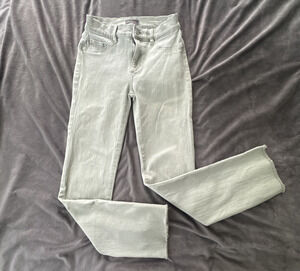 DL1961 Jeans Womens 24 Green Mara Straight Leg Mid Rise Raw Hem Stretch